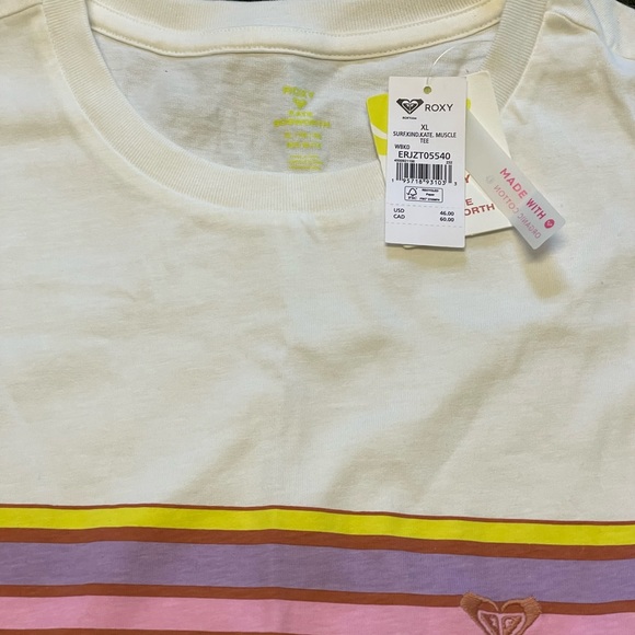Roxy women’s white tank top with multicolored stripe size xl - Picture 3 of 4